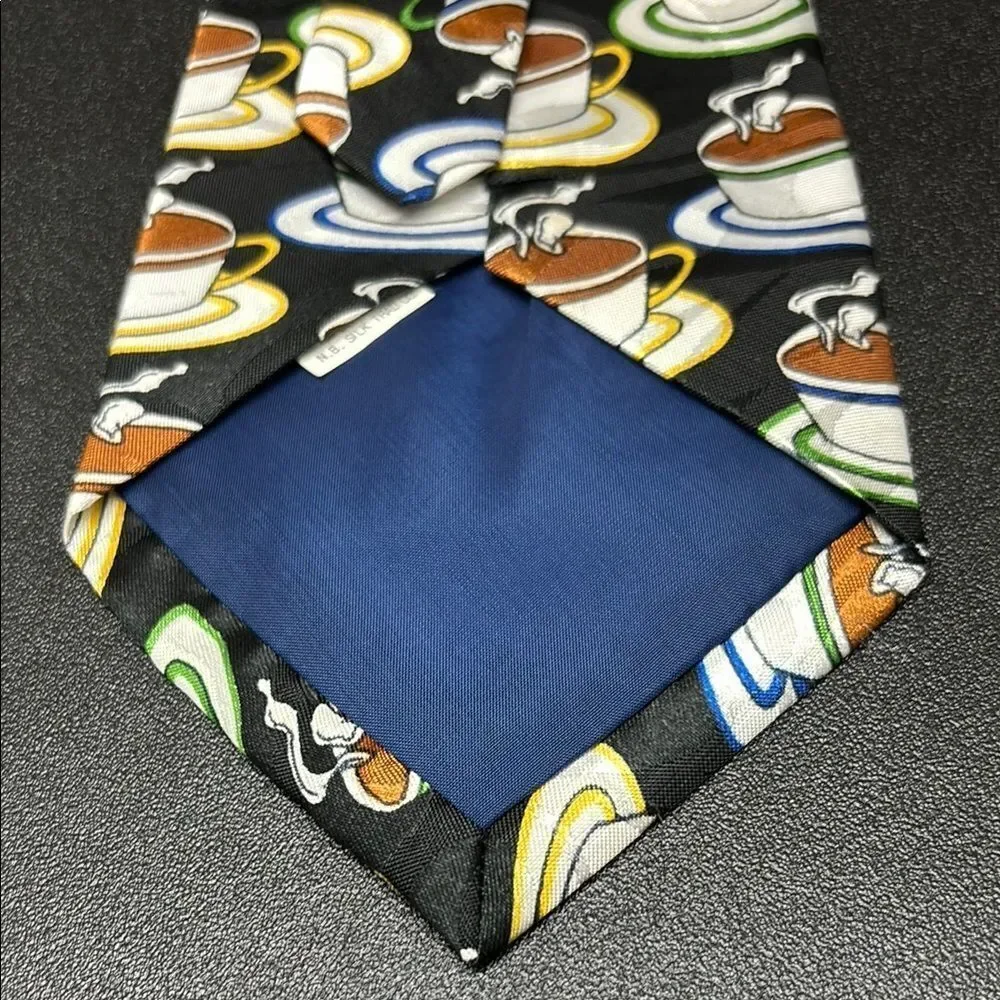 Renaissance Coffee Cup Patterned Silk Tie